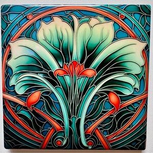 Art Nouveau Floral Tile